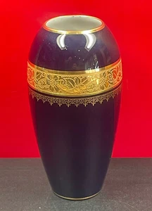 vase Limoges de P. Pastaud bleu de four et or 16,5 cm - Picture 1 of 4