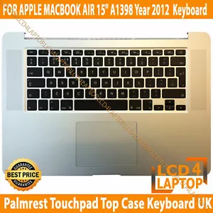 EMC 2512 2673 Macbook Pro A1398 Touchpad Topcase UK Keyboard Mid-2012 Early 2013 - Picture 1 of 3