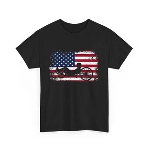 Patriotic Cyclist 4th Of July USA Flag Recumbent Cyclist T-Shirt - Picture 1 of 15