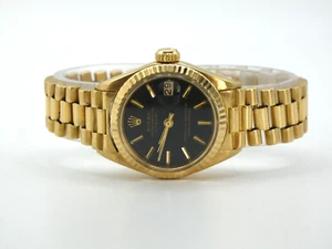 18K Rolex Datejust 26mm 6927 fluted Bezel 1980's Women's Watch - Picture 1 of 10