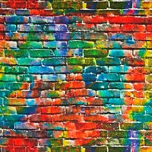 Tela de edredón pintado multicolor grunge por 1/2 yarda sorbo y corte 3 deseos - Imagen 1 de 3