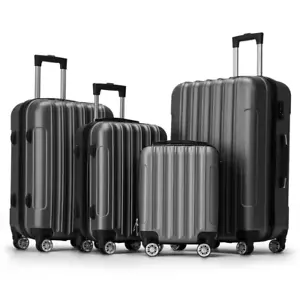 4-Piece Multifunctional Large Capacity Traveling Storage Suitcase Dark Grey - Picture 1 of 12