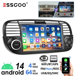 Für Fiat 500 2007-15 7" 4+64GB Android 14 Autoradio Carplay GPS Navi BT RDS WIFI - Bild 1 von 13