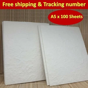 100 x Mulberry Paper Sheet For Craft Cards Handmade Art Natural White Invitation - Picture 1 of 12