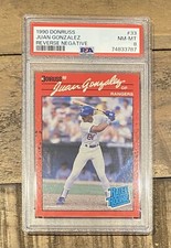 1990 Donruss Juan Gonzalez Reverse Negative RC #33 Rangers - PSA 8 Near Mint