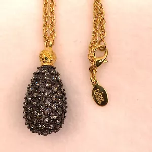 Joan Rivers Faberge Egg Pendant Charm Black Crystal Necklace - Picture 1 of 4