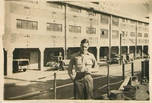 WW11 Photo Soldier At U.S. Navy Operating Base Shanghai China Buildings, Jeeps - Picture 1 of 2