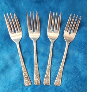 4er Set Interpur Florenz Salatgabeln Edelstahl 8 Blütenblätter Blumen schwarzer Akzent 6 1/4" - Bild 1 von 4