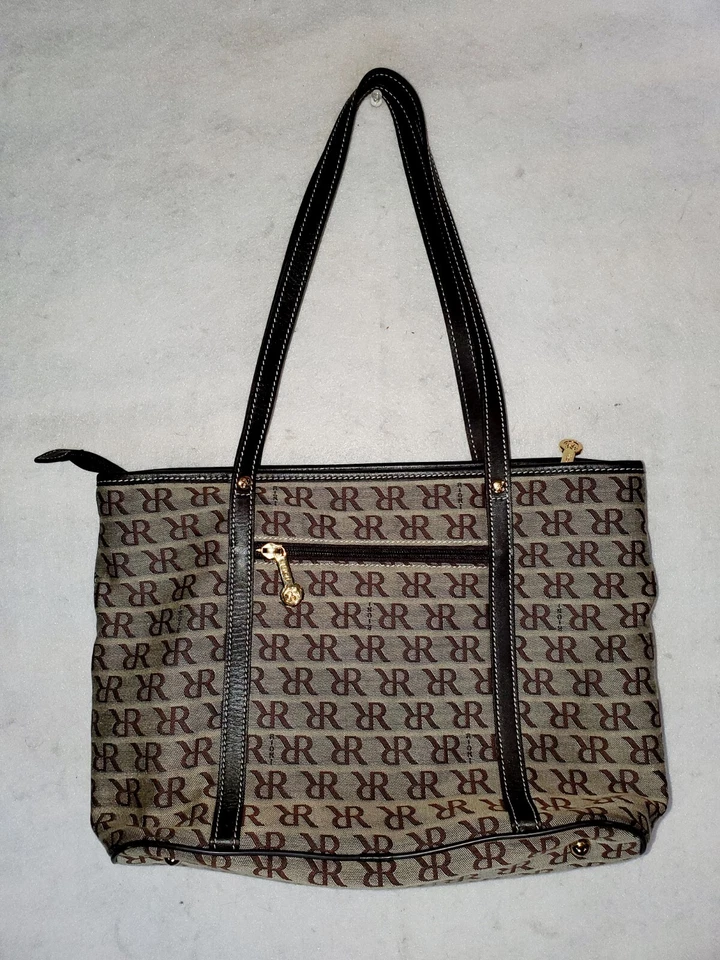 Bolso de Hombro/Tote Clásico Rioni Signature Marrón Ceniza Cavas y Cuero HG-50218 Foto 1 de 4