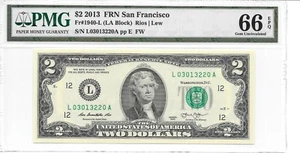 2013 San Francisco $2 FRN (LA Block) PMG 66 EPQ Gem Uncirculated - Picture 1 of 22