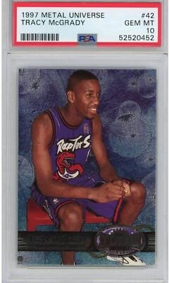 Graded 1997-98 Skybox Metal Universe Tracy McGrady #42 Rookie RC Basketball Card - Image 1 of 2