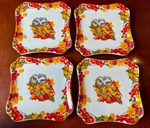 Vintage Owl Plates Autumn Fall 1990's Luncheon Dessert 4 - Picture 1 of 5