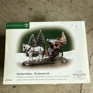Dept. 56 Dickens Village Sherlock Holmes Hansom Cab 56.58534 Sherlock Figure - Picture 1 of 3