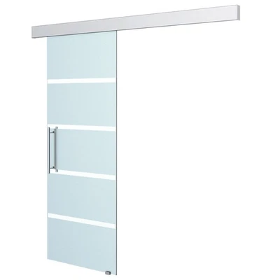 HOMCOM Porta Scorrevole Vetro Satinato 8mm Binario in Alluminio 205x102.5cm - Immagine 1 di 4