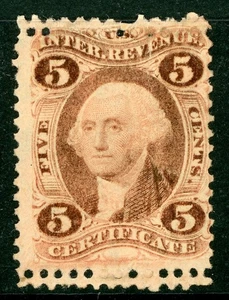 USA 1862 Washington 5¢ Revenue 1st Issue Double Perfs Sc R24c Unused D680 - Picture 1 of 6