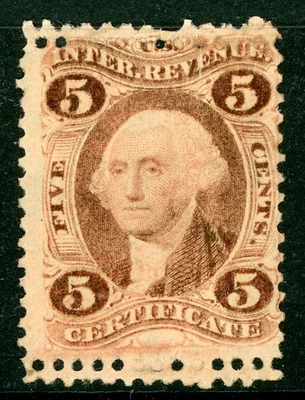 USA 1862 Washington 5¢ Revenue 1st Issue Double Perfs Sc R24c Unused D680 - Image 1 of 4