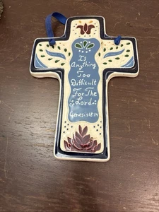 J. Durban Designs Ceramic Wall Cross Tile Hand painted - Picture 1 of 4