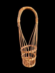 Cesta de botellas trenzada a mano vintage botellas cesta de transporte - 38,5 cm - años 70 - Imagen 1 de 2