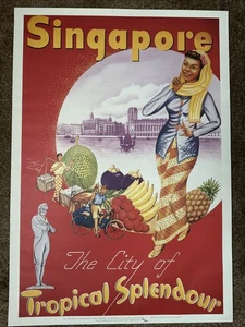 VTG Singapore Travel Poster Raffles Hotel Limited Numbered Ed Tropical Splendour - Picture 1 of 10