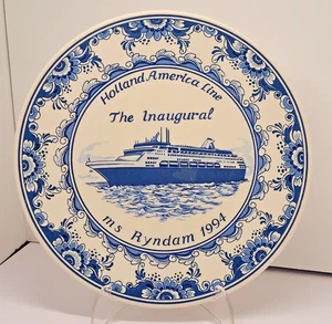 1994 Blauw Delfts Blue Plate Holland America Line The Inaugural Ms Ryndam - Bild 1 von 5