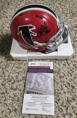 Minicasco firmado por Jamal Anderson autografiado Riddell Atlanta Falcons certificado de autenticidad JSA  Foto 1 de 4