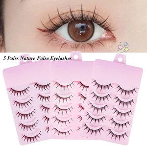5 Pairs Daily Makeup False Eyelashes Fish Tail Anime Eyelashes - Picture 1 of 10