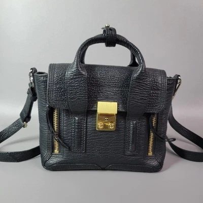 3.1 Phillip Lim Mini Pashli Satchel Top Handle Crossbody Bag Black Leather - Image 1 of 4