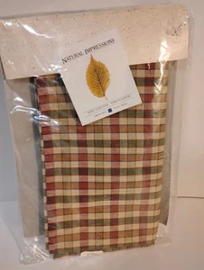 Fall Tablecloth Natural Impressions Spice Square 52 x 52 Thanksgiving Checked - Picture 1 of 12