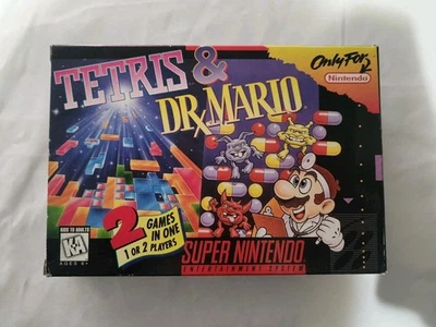 CIB Super Nintendo SNES Tetris & Dr. Mario Complete In Box UNTESTED - Image 1 of 4