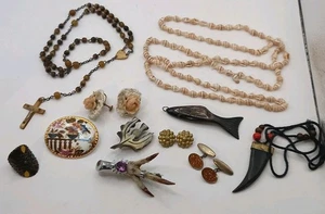 Joblot Old Vintage Antique Jewellery Inc Orecchini Collana Spilla Ecc - Foto 1 di 13