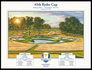 45th Ryder Cup Commemorative Poster 2025 Bethpage Black Steve Lotus Artist Sign - Picture 1 of 5