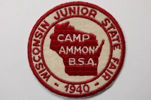 (DF) Vtg Boy Scouts BSA 1940 Wisconsin Junior State Fair Patch Camp Ammon - Picture 1 of 3