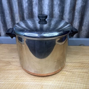 VTG Revere Ware 10qt 80 Stockpot Stainless Steel Copper Clad Bottom Clinton Ill - Picture 1 of 9
