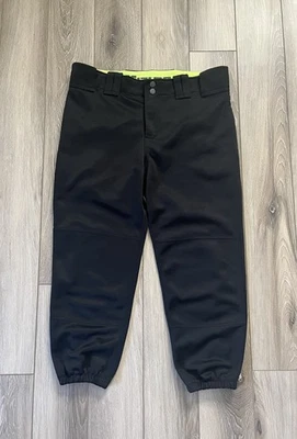 Mizuno Softball Pants Womens Medium Black 2 Snap Closure Elastic Bottom - Image 1 of 4
