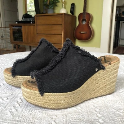 Sam Edelman Alpargata Plataforma Cuña Sandalias Talla 7.5 Negro Boho Vacaciones Y2K  Foto 1 de 4