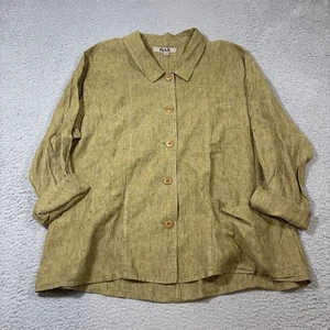 NWOT Flax Women's Sz L 100% Linen Cardigan Pockets Button Up Long Sleeve - Picture 1 of 8