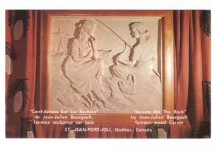 Wood Carving By Bourgault, St.Jean-Port-Jolie, Quebec Vintage Chrome Postcard #1 - Picture 1 of 2