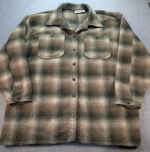Woolrich Button Up Shacket Womens Large Plaid Wool Overshirt Gorpcore Vintage - Picture 1 of 13