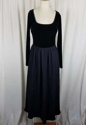 Laura Ashley Black Velvet Silk Maxi Dress Womens 8 Regency Cottagecore Prairie - Image 1 of 4
