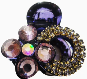 Neue violette Blumen mit irisierenden Kristall Blumen 3/4" Haarkralle Clip - Bild 1 von 4