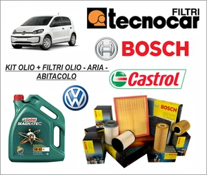 KIT TAGLIANDO PER VOLKSWAGEN UP 4LT OLIO CASTROL 5W40 + 3 FILTRI OLIO ARIA ABIT. - Imagen 1 de 9