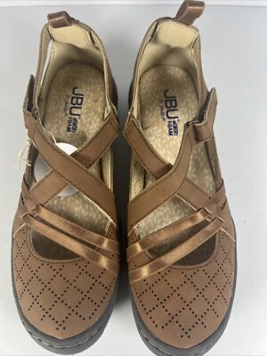 JBU by Jambu Nicole Mary Jane Flats Vegan Shoes Saddle Brown Size 6 Memory Foam - Image 1 of 4