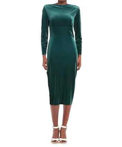 CHIARA BONI La Petite Robe Coschita Green Velvet Midi Dress UK 6 US 2 IT 38 BNWT - Picture 1 of 19
