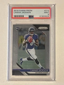 2018 Panini Prizm Lamar Jackson 212 Baltimore Ravens RC Rookie PSA 9 Mint - Picture 1 of 2