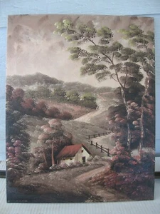Joseph Collazzi Oil Painting on Canvas Panel Board 1951 Country Farm Scene 20" - Picture 1 of 8