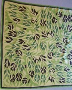 Vintage VERA NEUFMANN Green Leaf 100% Silk Scarf 22" X 22" made in Japan - Picture 1 of 3