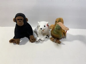 Ty Beanie Babies Lot Of 3 Congo Monkey Ape Aurora Bear Beak Bird - Picture 1 of 8