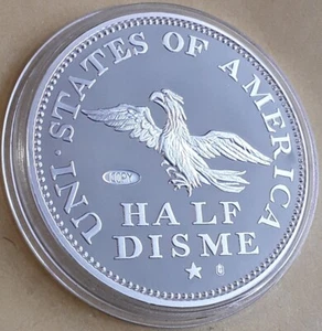2019 THE MILLIONAIRES COLLECTION PROOF U.S.A 1792 HALF DISME 5c FINEST SILVER - Picture 1 of 3