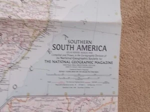 1958 NATIONAL GEOGRAPHIC SHEET MAP SOUTHERN SOUTH AMERICA - Picture 1 of 2