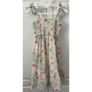 Gap Kids Girls Smocked Ivory Floral Sleeveless Dress Size S (6-7) NWOT - Picture 1 of 9